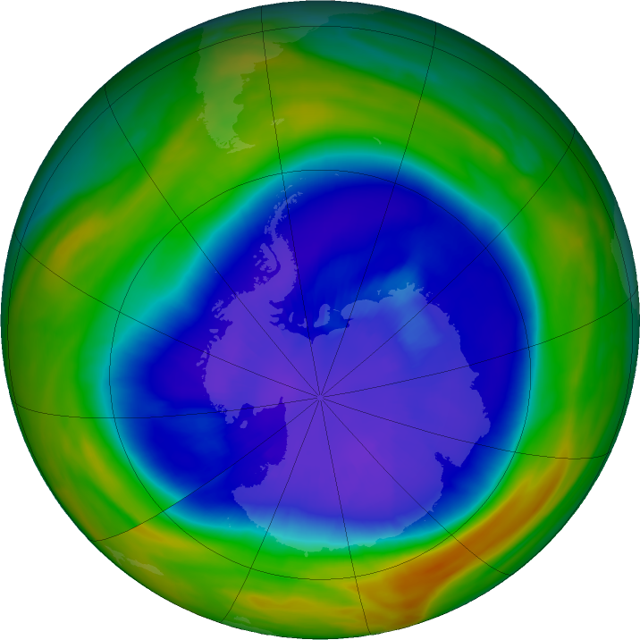 Antarctic ozone map for 13 September 2023